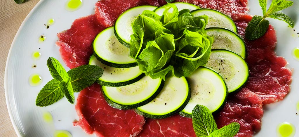 Carpaccio di manzo con zucchine e menta